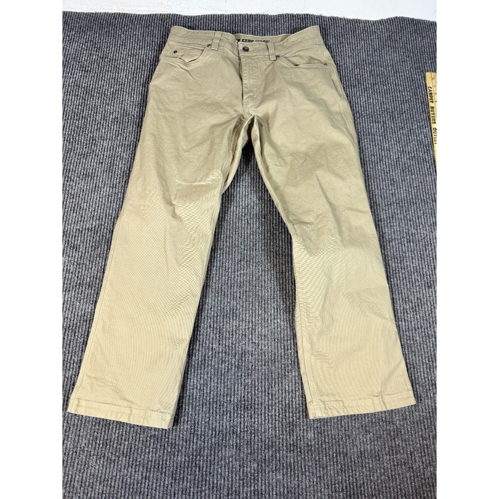Duluth Trading Co Flex Fire Hose Pants Chino 34x30 Khaki Straight Standard Fit
